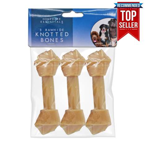 Homeware Essentials Rawhide Knotted Bones (Approx 135g/12cm) 3 Pack