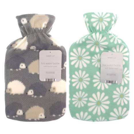 Country Club Hot Water Bottle (2L) with Printed Fleece Cover - Assorted Designs