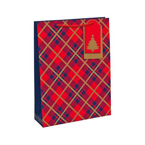 Medium Gift Bags (21.5cm x 25.5cm) - Red Tartan