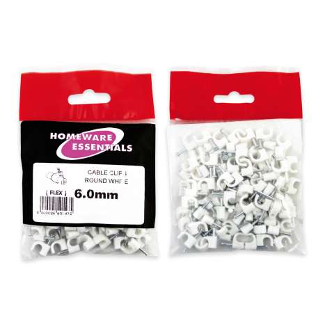 Homeware Essentials Round Cable Clips 6mm