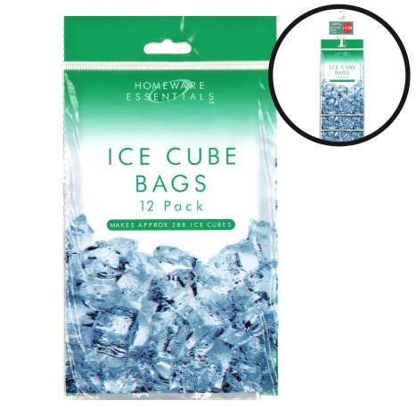Homeware Essentials Ice Cube Bags 12 Pack (Clip Strip Provided)