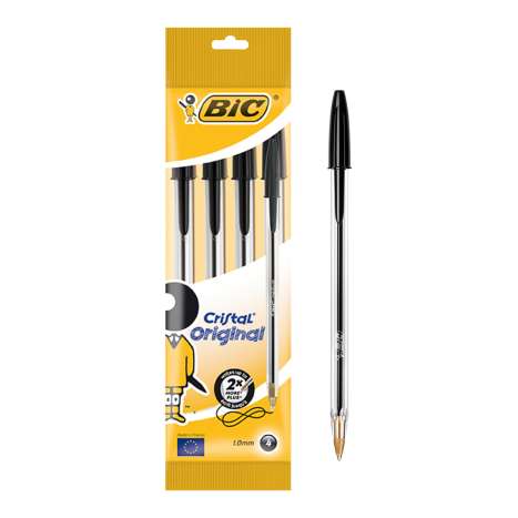 BIC Cristal Original Pens 4 Pack - Black