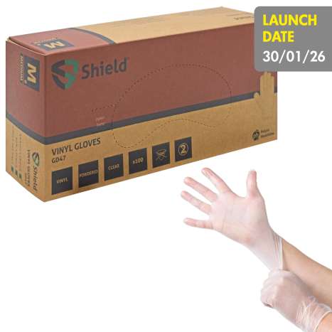 Shield Clear Disposable Vinyl Gloves (Powdered) 100 Pack - Medium