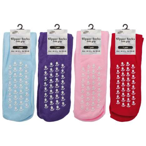 Homeware Essentials Ladies Slipper Socks (Size: 4-6) - Assorted Colours