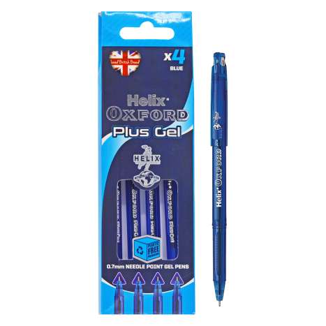Helix Oxford Plus Gel Pens 4 Pack - Blue