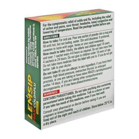 Lemsip Max Strength Cold & Flu Sachets 5 Pack - Lemon