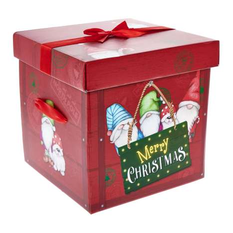 Christmas Flat Pack Gift Box - Gonk (28cm x 28cm)