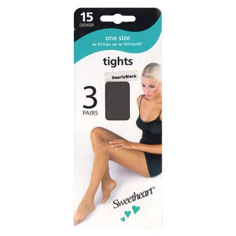 One Size Tights 15 Denier 3 Pack - Nearly Black