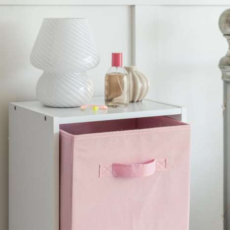 Living Elements Large Fabric Cube Storage Box - Blush Pink