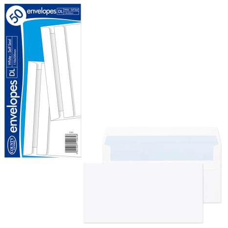 DL Self Seal Envelopes 50 Pack (110mm x 220mm) - White