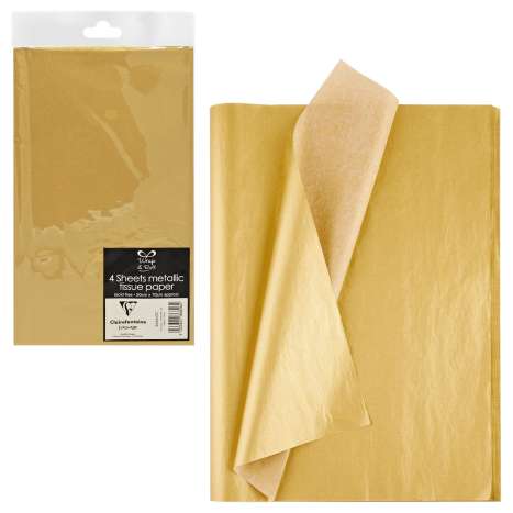 Metallic Tissue Paper 4 Sheets (50cm x 70cm) - Gold