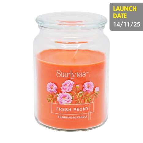 Starlytes Glass Jar Scented Candle (510g) - Fresh Peony