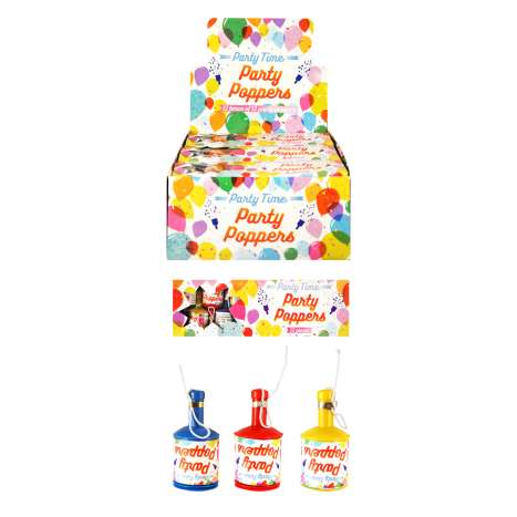 Party Poppers 12 Pack - Assorted Colours