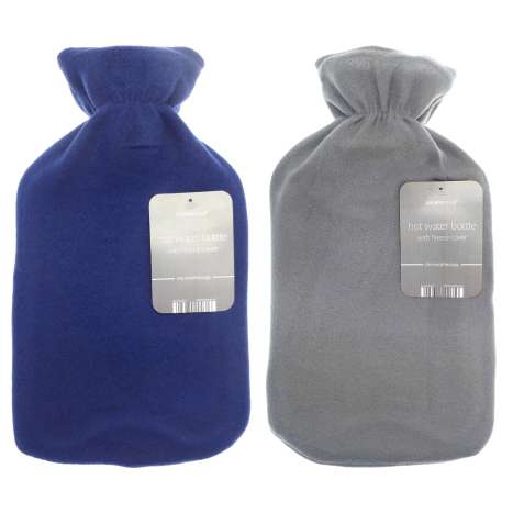 Country Club Hot Water Bottle (2L) with Fleece Cover - Assorted Colours