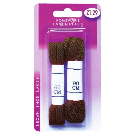 Homeware Essentials Brown Shoe Laces 2 Pairs 60/90cm (HE01)