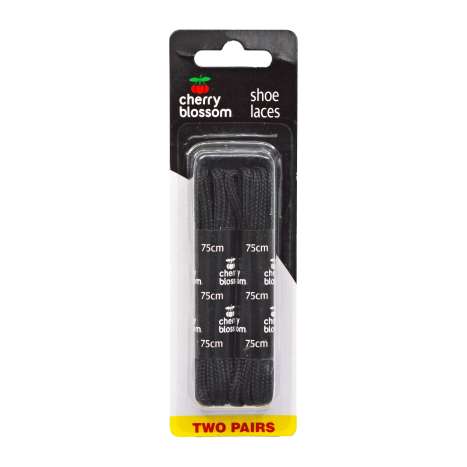 Cherry Blossom Shoe Laces (75cm) 2 Pack - Black