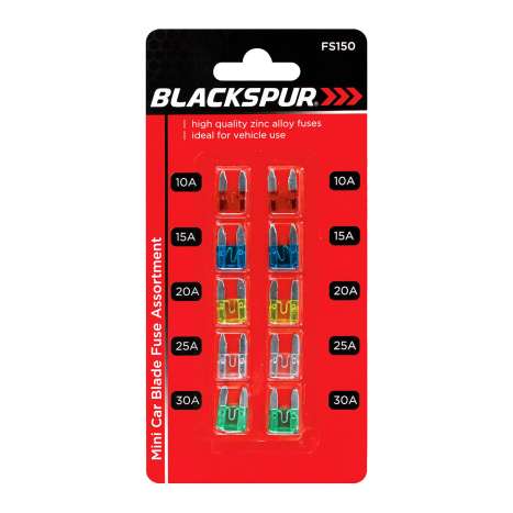 Blackspur Mini Car Blade Fuse Assortment 10 Pack