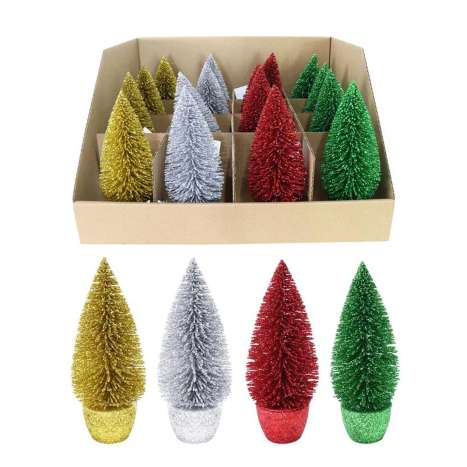 Glitter Spiky Tree in a Pot 13cm - Assorted Colours