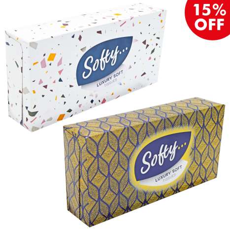 Softy Luxury Soft Tissues 3 Ply 72 Pack - Assorted Designs