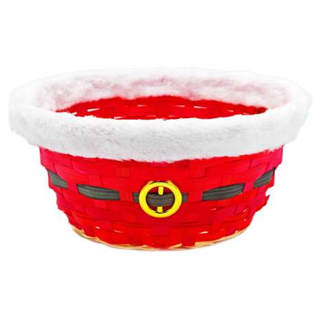 Round Christmas Basket 24cm - Red