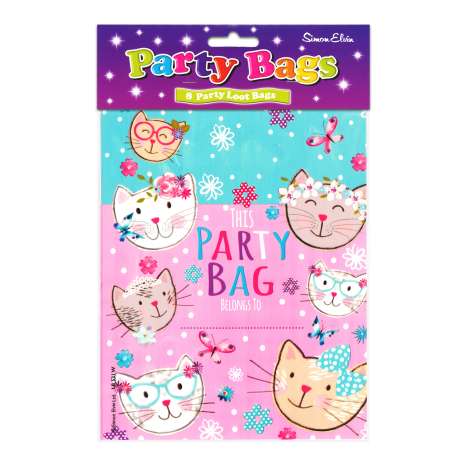 Party Loot Bags 8 Pack - Pink Kittens