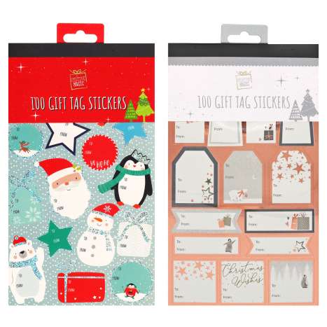 Gift Tag Stickers 100 Pack - Assorted Designs