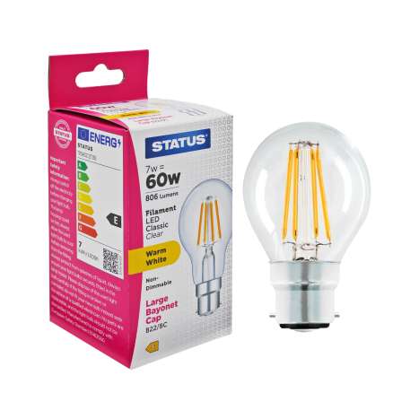 Status Filament LED Classic Light Bulb (7w=60w) Bayonet (B22)