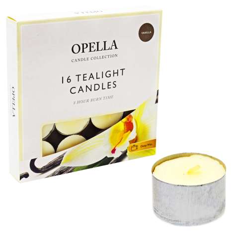 Opella Long Burn Tealights 16 Pack - Vanilla