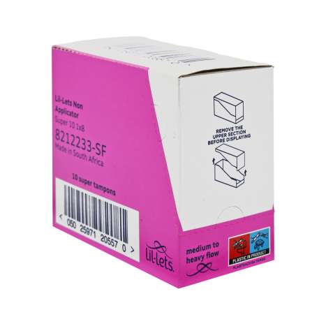 Lil-Lets Non-Applicator Tampons 10 Pack - Super