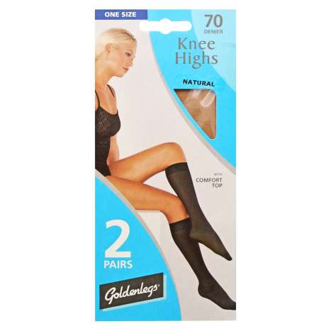 One Size Knee Highs Tights 70 Denier 2 Pack - Natural
