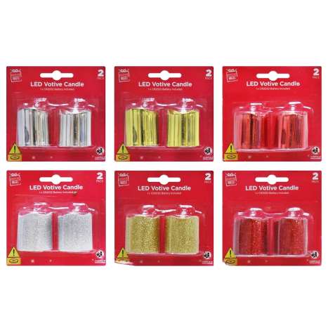 LED Votive Candles (4cm) 2 Pack - Assorted Colours
