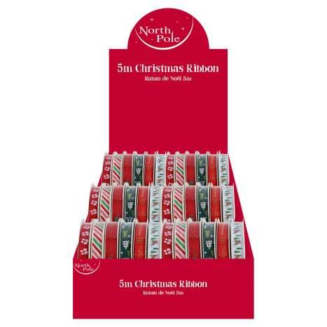 Christmas Printed Ribbon 5M - Assorted Designs