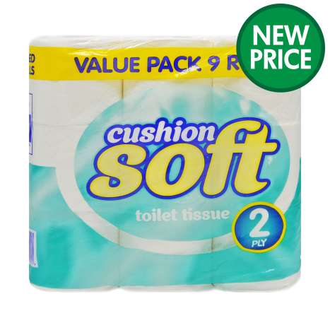 Cushion Soft White Toilet Paper (2 Ply) Value 9 Pack