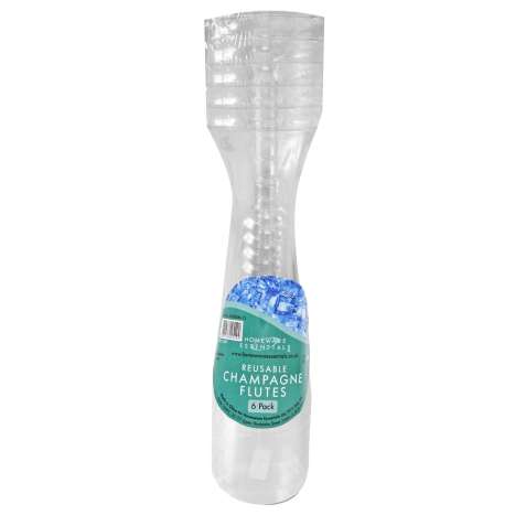Homeware Essentials Reusable Plastic Champagne Flutes (150ml) 6 Pack
