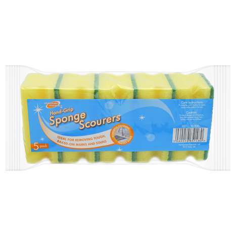 Homeware Essentials Hand Grip Sponge Scourers 5 Pack