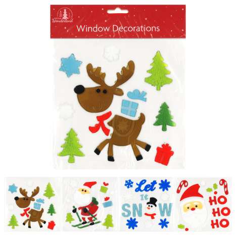 Christmas Gel Window Stickers 19cm - Assorted Designs