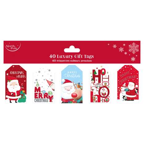 Christmas Luxury Gift Tags 40 Pack (Assorted) - Cute