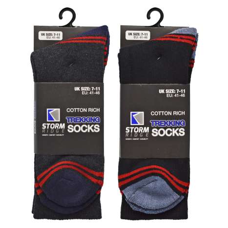 Storm Ridge Men's Trekking Socks (Size: 7-11) - Assorted
