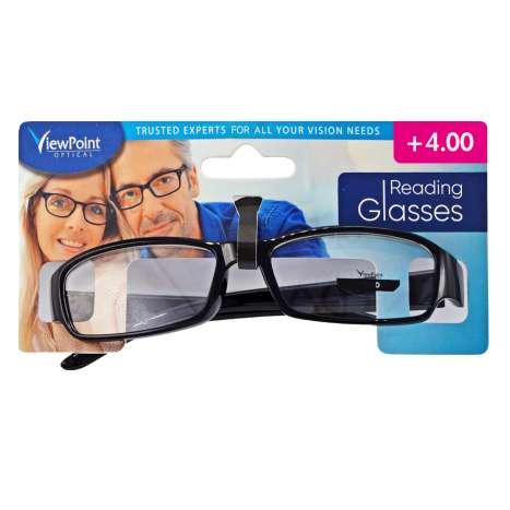 ViewPoint Optical Unisex Reading Glasses +4.00 - Black
