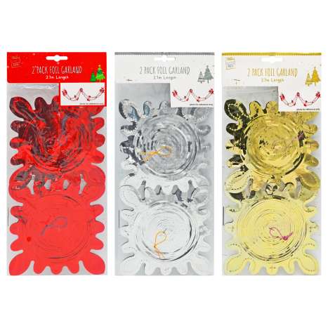 Foil Garland 2.7M 2 Pack - Assorted Colours