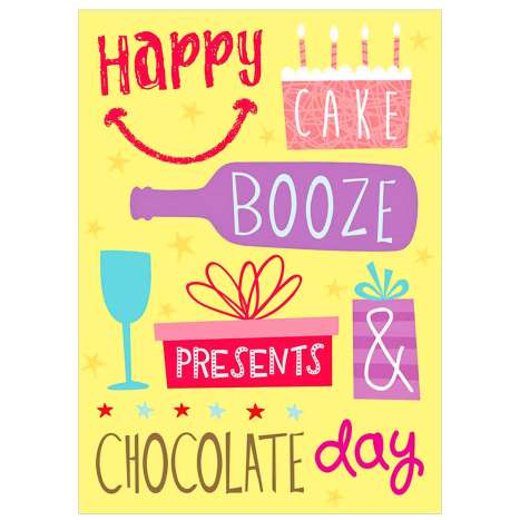 Garlanna Greeting Cards Code 50 - Humour Booze Cake Day