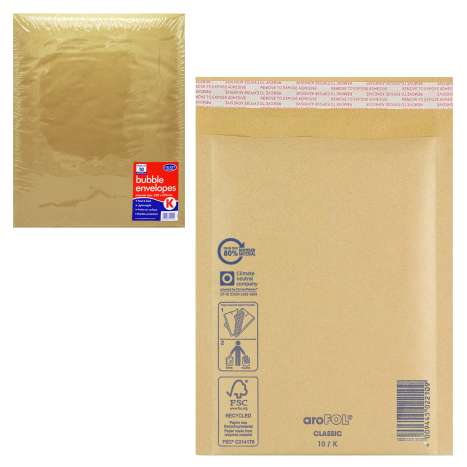 Bubble Lined Manilla Envelopes (350mm x 470mm) - Size K