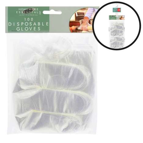 Homeware Essentials Disposable Gloves 100 Pack (Clip Strip Provided)