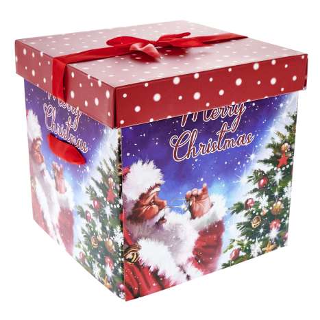 Christmas Flat Pack Gift Box - Traditional Santa (28cm x 28cm)