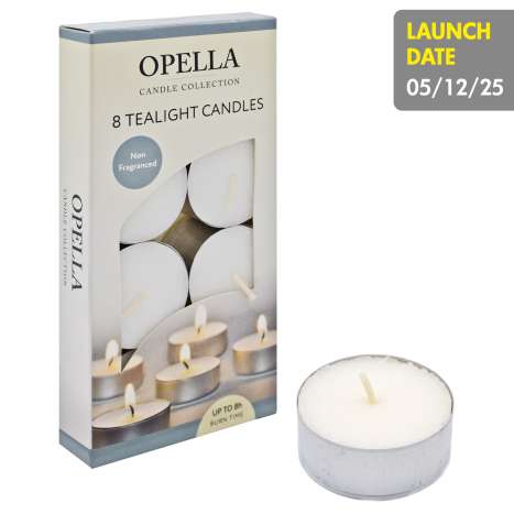 Opella Tealights 8 Pack - Non-Fragranced