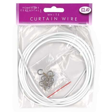 Homeware Essentials White Curtain Wire 8ft (HE25)