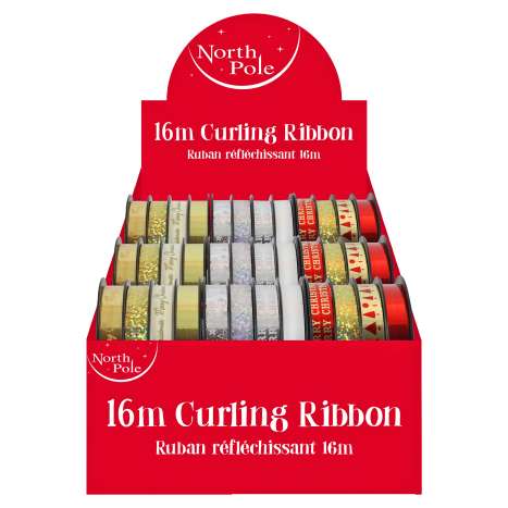 Christmas Curling Ribbon 16M - Assorted Designs