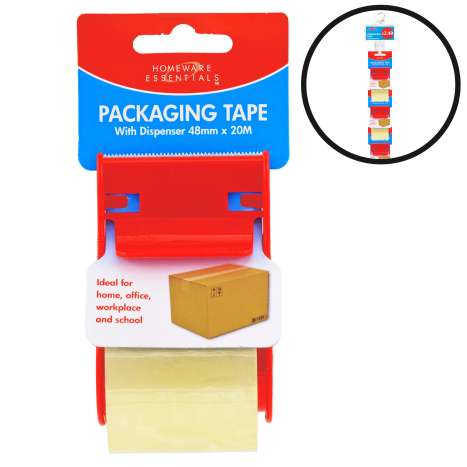 Homeware Essentials Packaging Tape with Dispenser 48mm x 20M