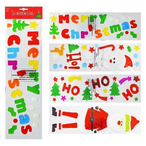 Christmas Gel Window Cling 48cm - Assorted Designs