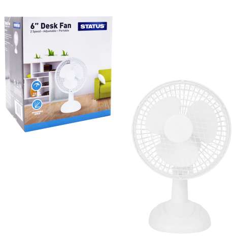 Status White Desk Fan 6"